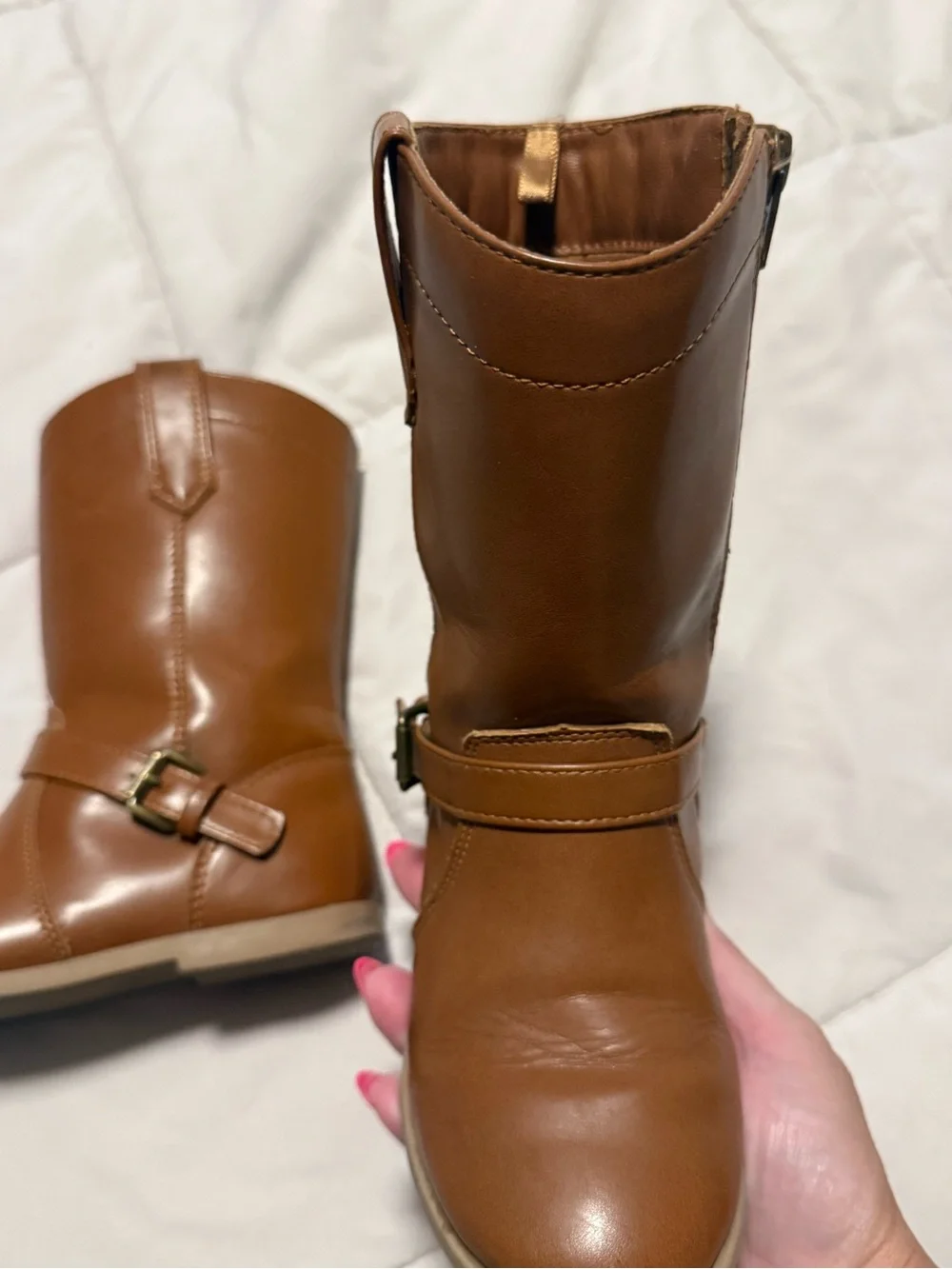 Cat & Jack Girls Brown Mid-Calf Buckle Boots